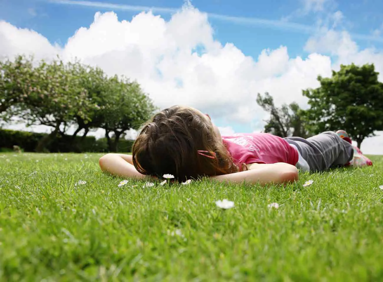 laying down in a pest protected backyard